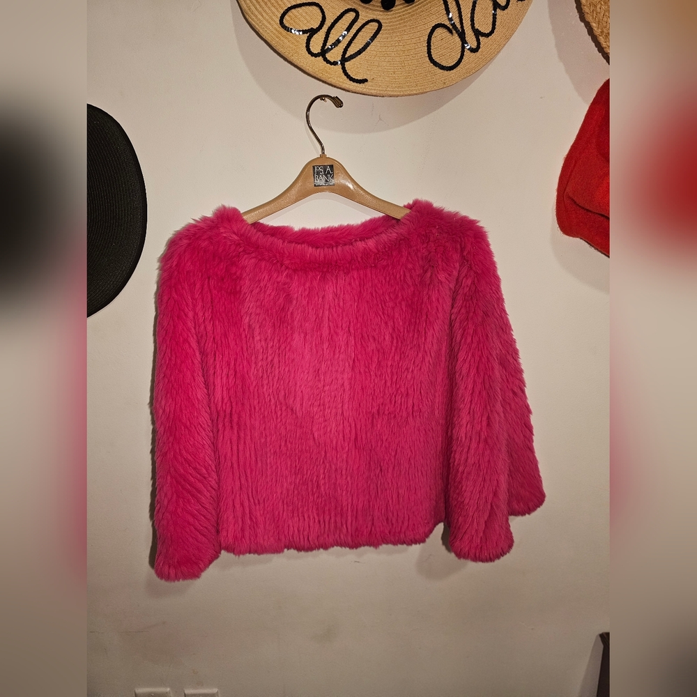 Benardo Women's Hot Pink 100% Rabbit Fur Poncho One Sizs